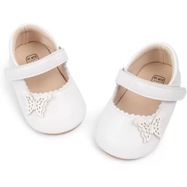 Meckior Infant Baby Girls Boys Handmade Princess Flats Toddler First Walkers Soft PU Leather NonSlip Crib Wedding Dress ShoesA06White
