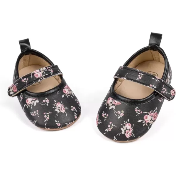 Meckior Infant Baby Girls Boys Handmade Princess Flats Toddler First Walkers Soft PU Leather NonSlip Crib Wedding Dress ShoesA08Black