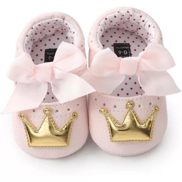 Meckior Infant Baby Girls Boys Handmade Princess Flats Toddler First Walkers Soft PU Leather NonSlip Crib Wedding Dress ShoesApink Gold