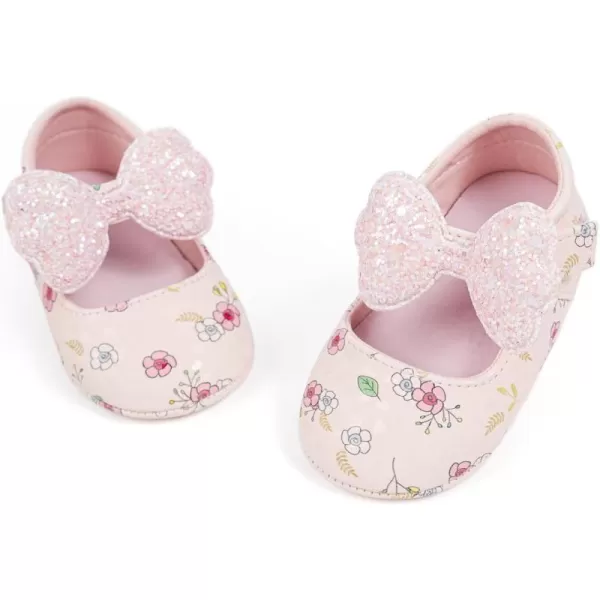 Meckior Infant Baby Girls Boys Handmade Princess Flats Toddler First Walkers Soft PU Leather NonSlip Crib Wedding Dress ShoesB01Pink