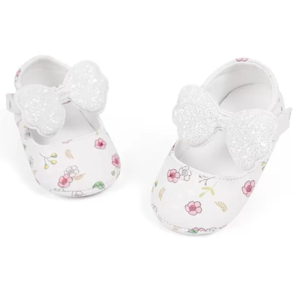 Meckior Infant Baby Girls Boys Handmade Princess Flats Toddler First Walkers Soft PU Leather NonSlip Crib Wedding Dress ShoesB01White