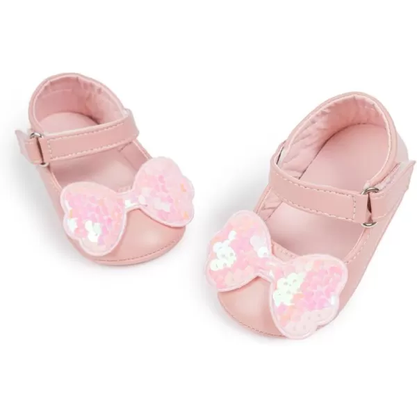 Meckior Infant Baby Girls Boys Handmade Princess Flats Toddler First Walkers Soft PU Leather NonSlip Crib Wedding Dress ShoesB10Pink