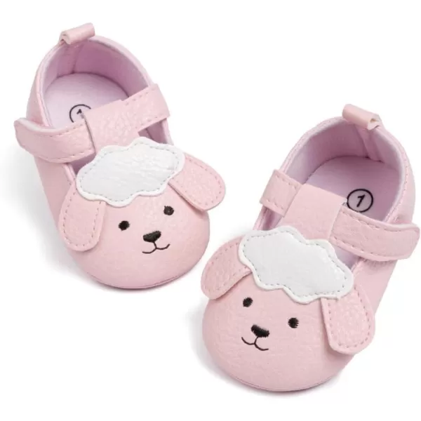 Meckior Infant Baby Girls Boys Handmade Princess Flats Toddler First Walkers Soft PU Leather NonSlip Crib Wedding Dress ShoesBPink