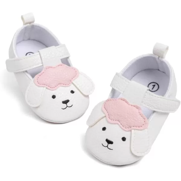 Meckior Infant Baby Girls Boys Handmade Princess Flats Toddler First Walkers Soft PU Leather NonSlip Crib Wedding Dress ShoesBWhite