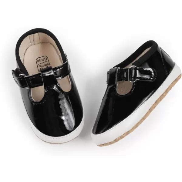 Meckior Infant Baby Girls Boys Handmade Princess Flats Toddler First Walkers Soft PU Leather NonSlip Crib Wedding Dress ShoesZ12Black