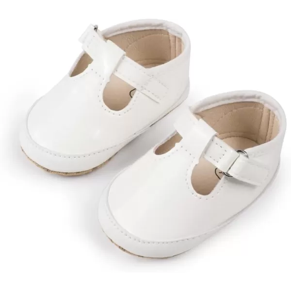 Meckior Infant Baby Girls Boys Handmade Princess Flats Toddler First Walkers Soft PU Leather NonSlip Crib Wedding Dress ShoesZ12White