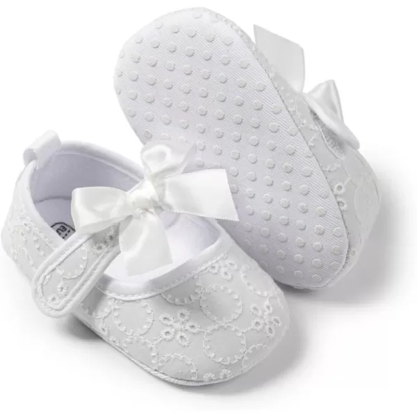 Meckior Infant Baby Girls Boys Handmade Princess Flats Toddler First Walkers Soft PU Leather NonSlip Crib Wedding Dress ShoesZ19White