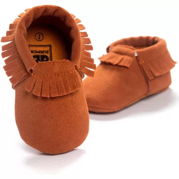 Meckior Infant Baby Girls Boys Premium Soft Sole Tassel Bowknot Moccasins Toddler Prewalker Princess AntiSlip Crib Baptism Loafers ShoesA02Little Brown