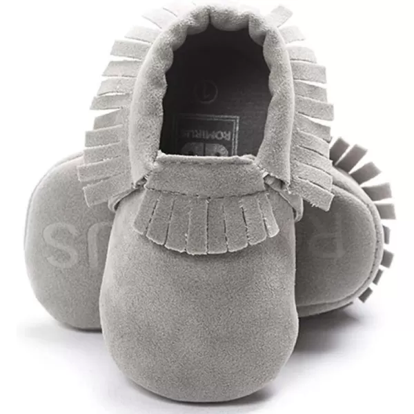 Meckior Infant Baby Girls Boys Premium Soft Sole Tassel Bowknot Moccasins Toddler Prewalker Princess AntiSlip Crib Baptism Loafers ShoesA03Grey