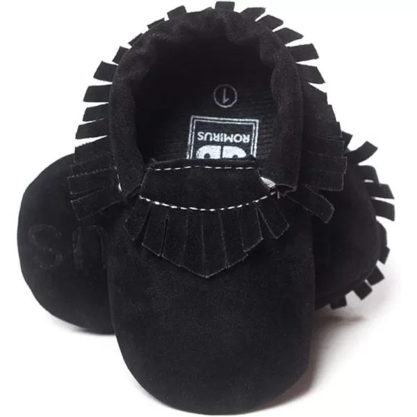 Meckior Infant Baby Girls Boys Premium Soft Sole Tassel Bowknot Moccasins Toddler Prewalker Princess AntiSlip Crib Baptism Loafers ShoesA04Black