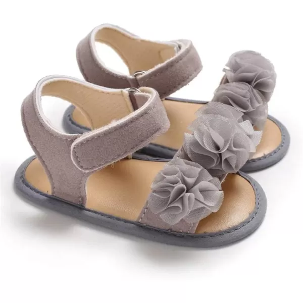Meckior Infant Baby Girls Boys Summer Sandals Open Toe Lace Princess Dress Wedding Flats Shoes Newborn Toddler Soft Nonslip Sole First Walker Crib ShoesD06Gray With Soft Sole
