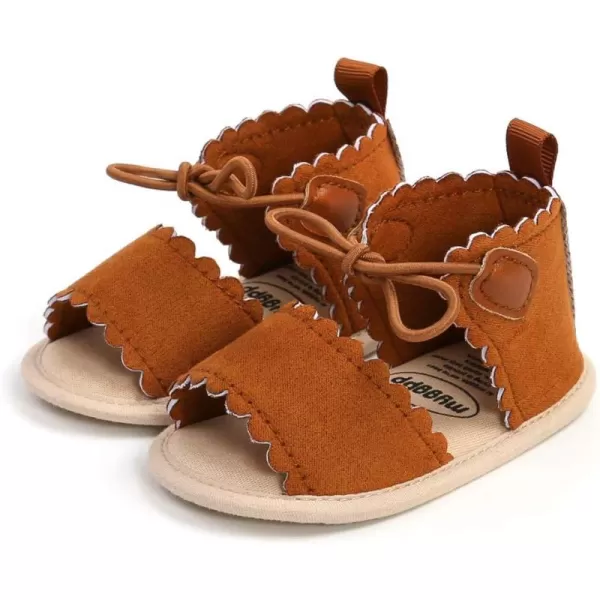 Meckior Infant Baby Girls Boys Summer Sandals Open Toe Lace Princess Dress Wedding Flats Shoes Newborn Toddler Soft Nonslip Sole First Walker Crib ShoesA04Brown
