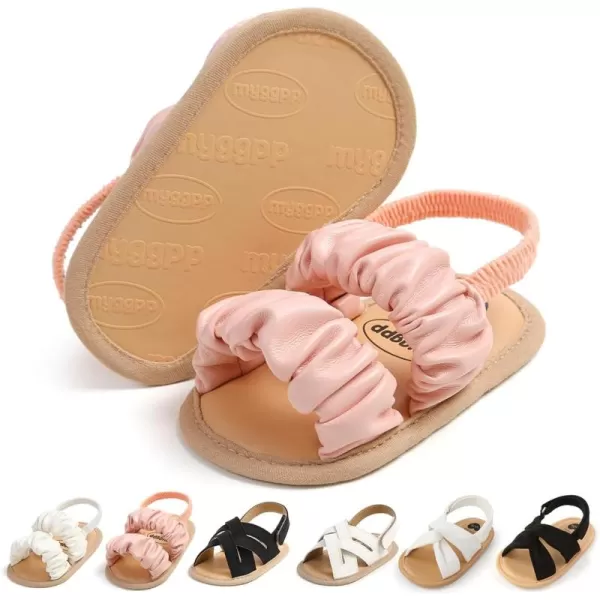 Meckior Infant Baby Girls Boys Summer Sandals Open Toe Lace Princess Dress Wedding Flats Shoes Newborn Toddler Soft Nonslip Sole First Walker Crib ShoesAPink
