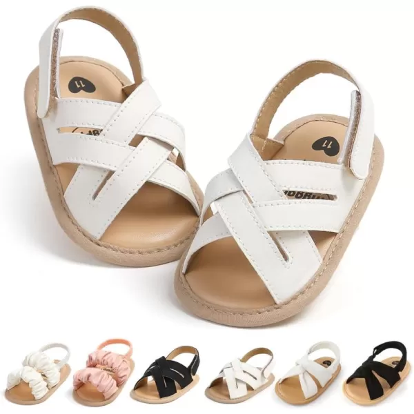 Meckior Infant Baby Girls Boys Summer Sandals Open Toe Lace Princess Dress Wedding Flats Shoes Newborn Toddler Soft Nonslip Sole First Walker Crib ShoesA01White