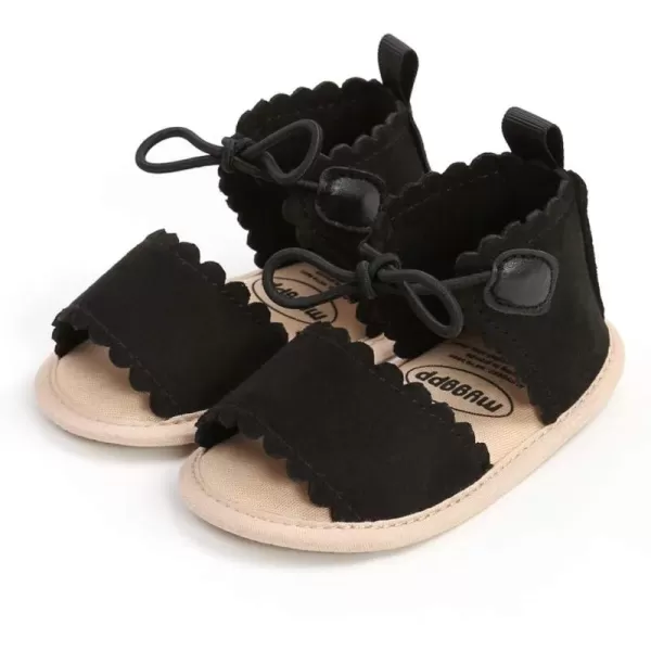 Meckior Infant Baby Girls Boys Summer Sandals Open Toe Lace Princess Dress Wedding Flats Shoes Newborn Toddler Soft Nonslip Sole First Walker Crib ShoesA04Black