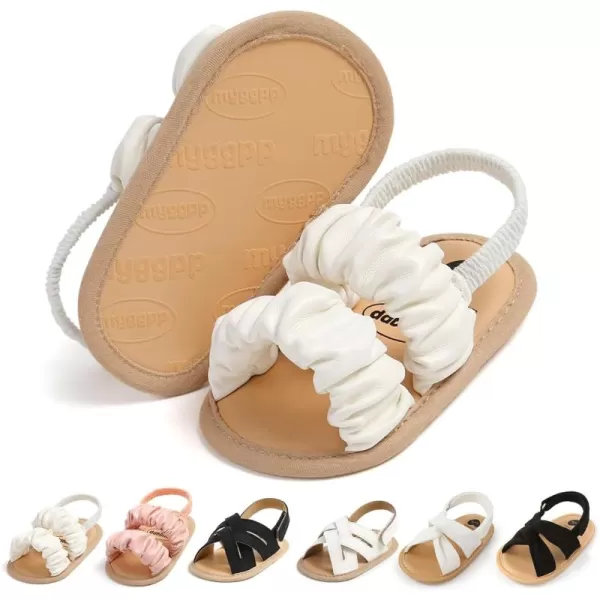 Meckior Infant Baby Girls Boys Summer Sandals Open Toe Lace Princess Dress Wedding Flats Shoes Newborn Toddler Soft Nonslip Sole First Walker Crib ShoesAWhite
