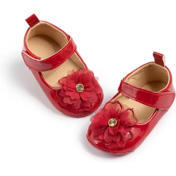 Meckior Infant Baby Girls Soft Sole Bowknot Princess Wedding Dress Mary Jane Flats Prewalker Newborn Light Baby Sneaker ShoesB01Red