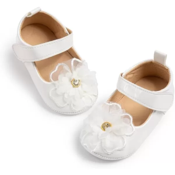Meckior Infant Baby Girls Soft Sole Bowknot Princess Wedding Dress Mary Jane Flats Prewalker Newborn Light Baby Sneaker ShoesB01White