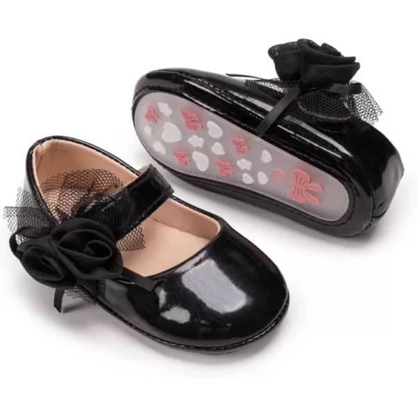 Meckior Infant Baby Girls Soft Sole Bowknot Princess Wedding Dress Mary Jane Flats Prewalker Newborn Light Baby Sneaker ShoesB03Black