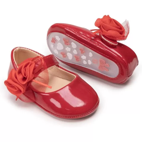 Meckior Infant Baby Girls Soft Sole Bowknot Princess Wedding Dress Mary Jane Flats Prewalker Newborn Light Baby Sneaker ShoesB03Red