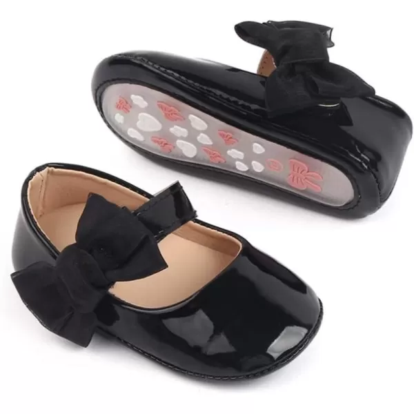 Meckior Infant Baby Girls Soft Sole Bowknot Princess Wedding Dress Mary Jane Flats Prewalker Newborn Light Baby Sneaker ShoesB05Black