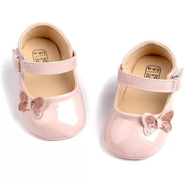 Meckior Infant Baby Girls Soft Sole Bowknot Princess Wedding Dress Mary Jane Flats Prewalker Newborn Light Baby Sneaker ShoesB10Pink