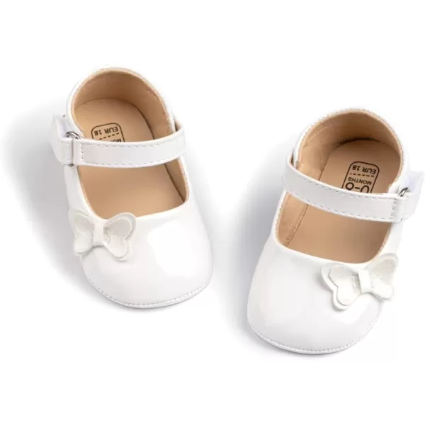 Meckior Infant Baby Girls Soft Sole Bowknot Princess Wedding Dress Mary Jane Flats Prewalker Newborn Light Baby Sneaker ShoesB10White
