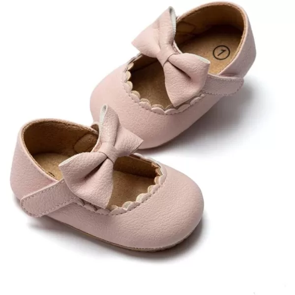Meckior Infant Baby Girls Soft Sole Bowknot Princess Wedding Dress Mary Jane Flats Prewalker Newborn Light Baby Sneaker ShoesC01Pink