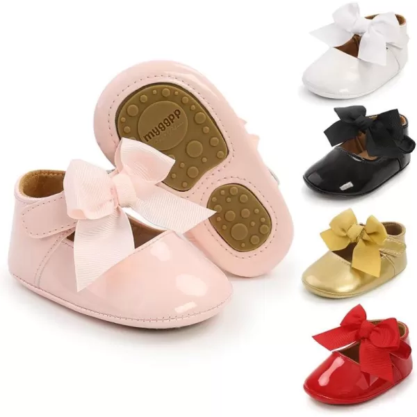 Meckior Infant Baby Girls Soft Sole Bowknot Princess Wedding Dress Mary Jane Flats Prewalker Newborn Light Baby Sneaker ShoesC20Pink