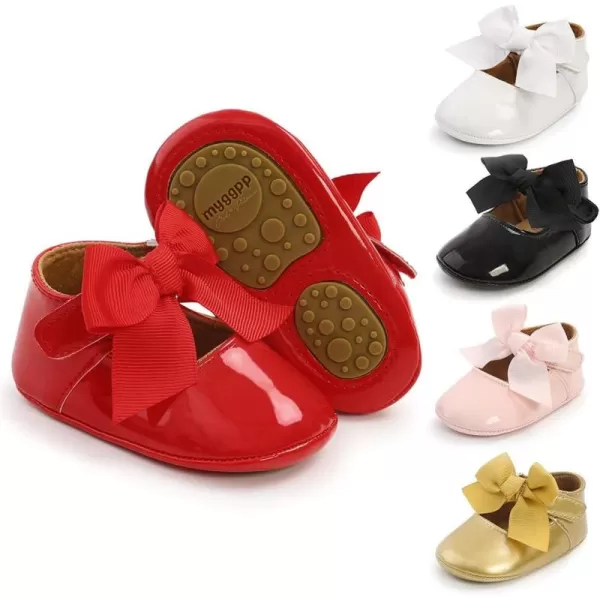 Meckior Infant Baby Girls Soft Sole Bowknot Princess Wedding Dress Mary Jane Flats Prewalker Newborn Light Baby Sneaker ShoesC20Red