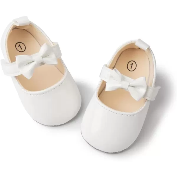 Meckior Infant Baby Girls Soft Sole Bowknot Princess Wedding Dress Mary Jane Flats Prewalker Newborn Light Baby Sneaker ShoesF20White
