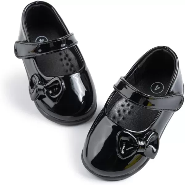 Meckior Infant Baby Girls Soft Sole Bowknot Princess Wedding Dress Mary Jane Flats Prewalker Newborn Light Baby Sneaker ShoesF30Black