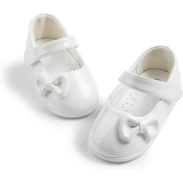 Meckior Infant Baby Girls Soft Sole Bowknot Princess Wedding Dress Mary Jane Flats Prewalker Newborn Light Baby Sneaker ShoesF30White
