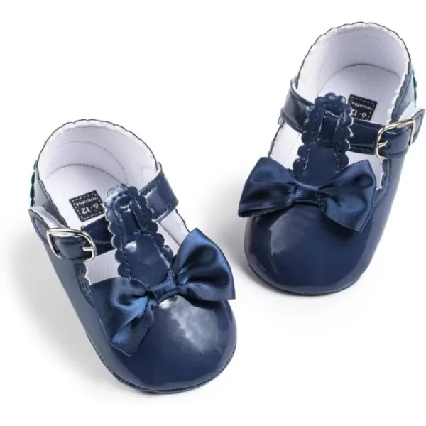 Meckior Infant Baby Girls Soft Sole Bowknot Princess Wedding Dress Mary Jane Flats Prewalker Newborn Light Baby Sneaker ShoesH20Blue