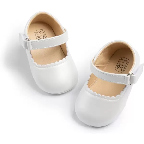 Meckior Infant Baby Girls Soft Sole Bowknot Princess Wedding Dress Mary Jane Flats Prewalker Newborn Light Baby Sneaker ShoesI01White