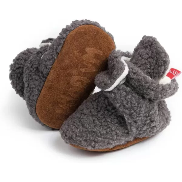 Meckior Newborn Infant Baby Girls Boys Warm Fleece Winter Booties First Walkers Slippers ShoesA02Deep Gray