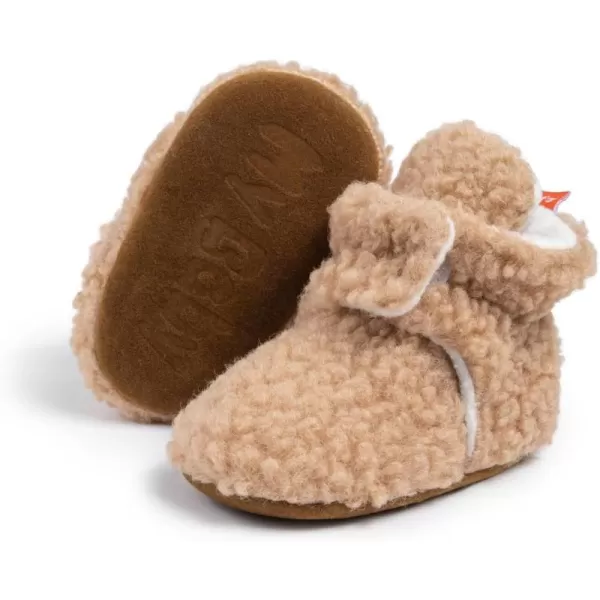 Meckior Newborn Infant Baby Girls Boys Warm Fleece Winter Booties First Walkers Slippers ShoesA02Khaki