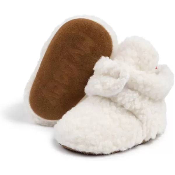 Meckior Newborn Infant Baby Girls Boys Warm Fleece Winter Booties First Walkers Slippers ShoesA02White