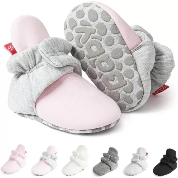 Meckior Newborn Infant Baby Girls Boys Warm Fleece Winter Booties First Walkers Slippers ShoesA10Pink Grey
