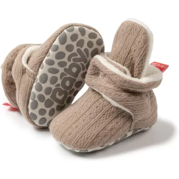 Meckior Newborn Infant Baby Girls Boys Warm Fleece Winter Booties First Walkers Slippers ShoesA12Light Brown