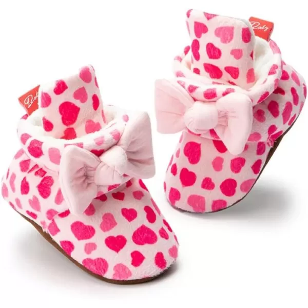 Meckior Newborn Infant Baby Girls Boys Warm Fleece Winter Booties First Walkers Slippers ShoesA30Pink Heart