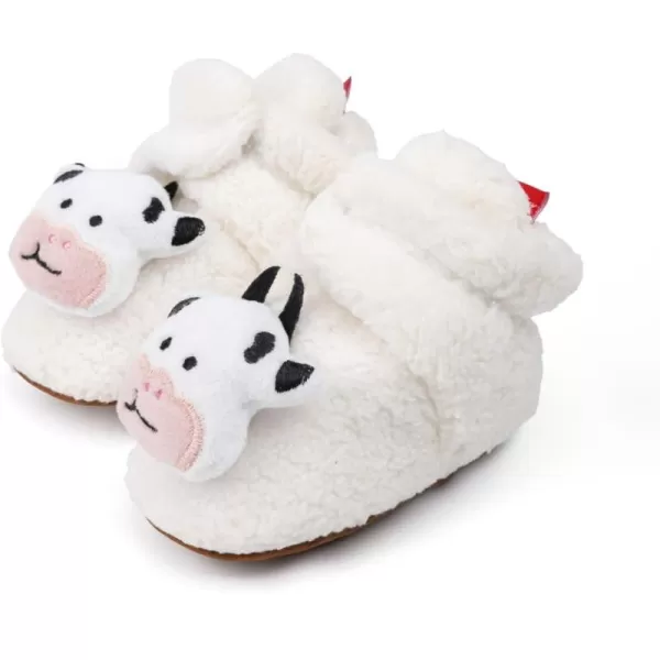 Meckior Newborn Infant Baby Girls Boys Warm Fleece Winter Booties First Walkers Slippers ShoesAwhite Cow