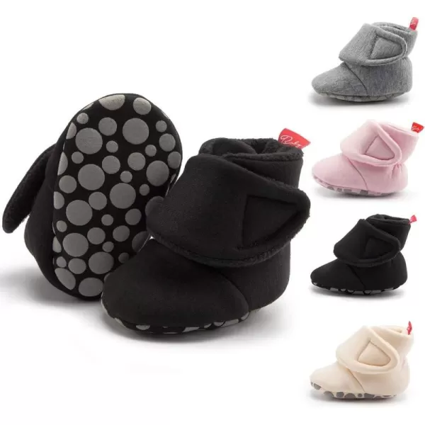 Meckior Newborn Infant Baby Girls Boys Warm Fleece Winter Booties First Walkers Slippers ShoesB20Black