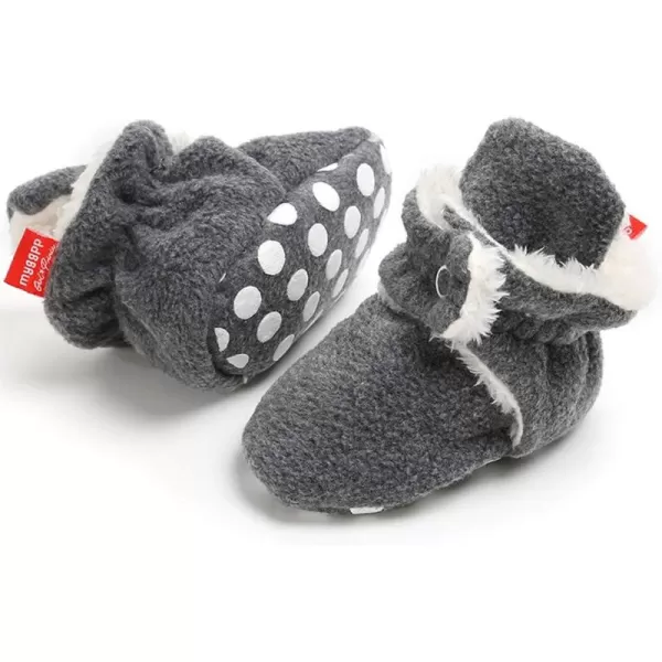 Meckior Newborn Infant Baby Girls Boys Warm Fleece Winter Booties First Walkers Slippers ShoesC10Deep Grey