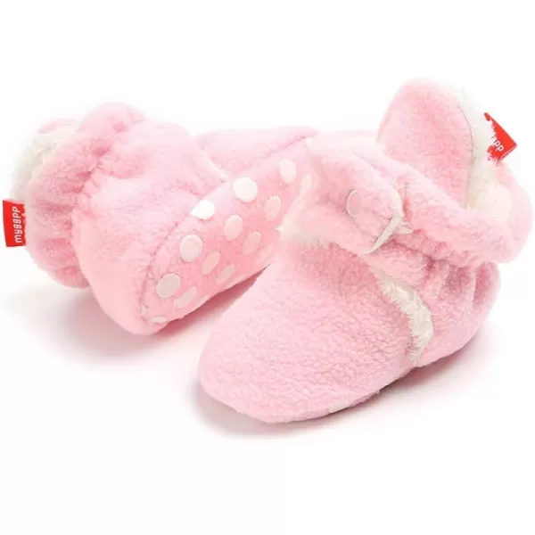 Meckior Newborn Infant Baby Girls Boys Warm Fleece Winter Booties First Walkers Slippers ShoesC10Pink White