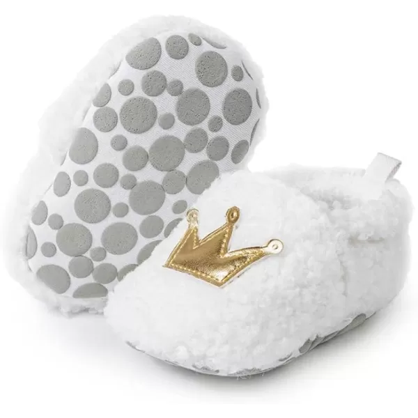 Meckior Save Beautiful Cute Cartoon Infant Unisex Baby Warm Cotton AntiSlip Soft Sole First Walkers ShoesA02White