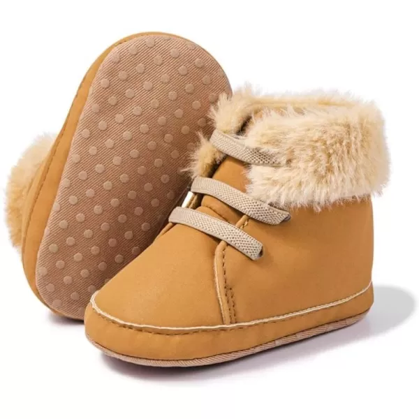 Meckior Toddler Baby Boys Girls High Tops Ankle Sneakers Soft AntiSlip Sole PU Leather Moccasins Infant Newborn Prewalker First Walking Crib ShoesA01Brown Winter New Style