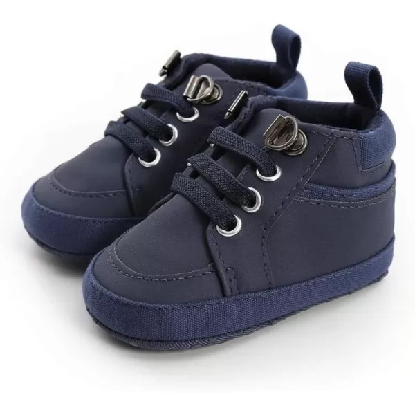 Meckior Toddler Baby Boys Girls High Tops Ankle Sneakers Soft AntiSlip Sole PU Leather Moccasins Infant Newborn Prewalker First Walking Crib ShoesA03Blue