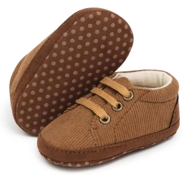 Meckior Toddler Baby Boys Girls High Tops Ankle Sneakers Soft AntiSlip Sole PU Leather Moccasins Infant Newborn Prewalker First Walking Crib ShoesA12Brown
