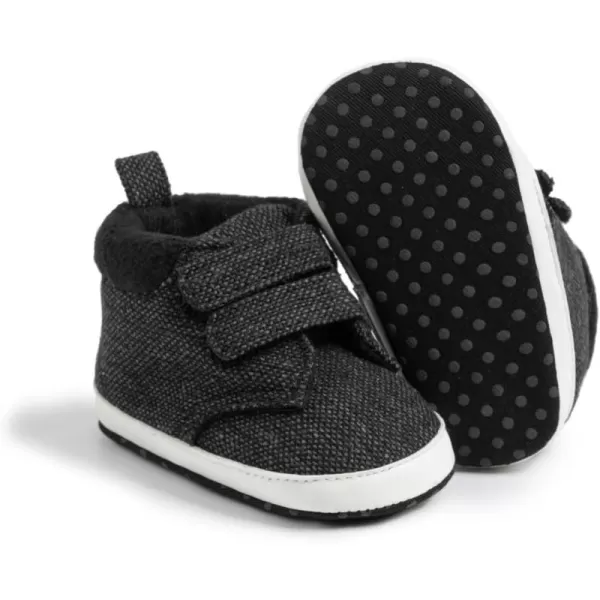 Meckior Toddler Baby Boys Girls High Tops Ankle Sneakers Soft AntiSlip Sole PU Leather Moccasins Infant Newborn Prewalker First Walking Crib ShoesA13Black